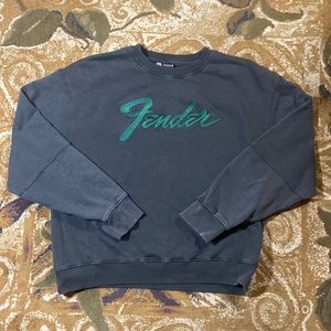 Faded wash Fender logo crewneck sweater